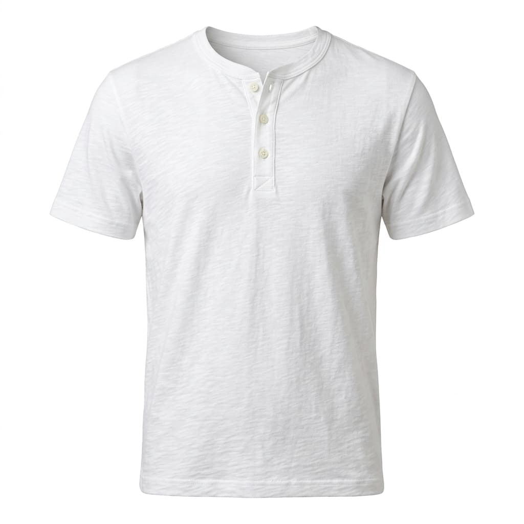 Áo Thun Henley Cổ Trụ