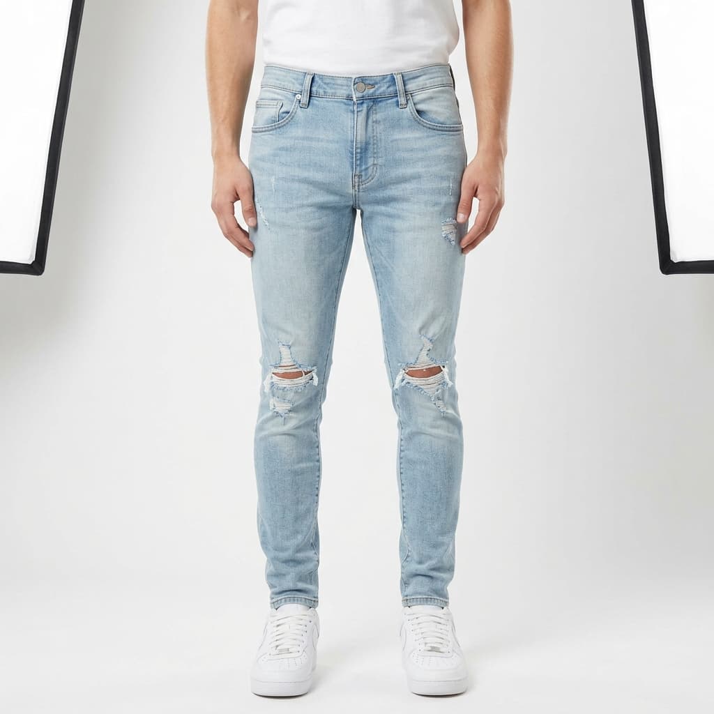 Quần Jean Skinny Rách Gối Wash