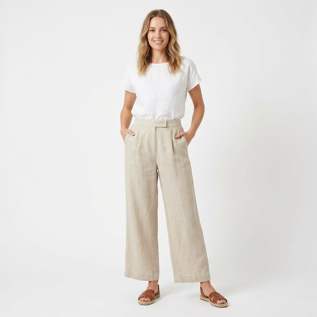 Quần Ống Rộng Linen